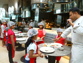 Kids Baking Pizzas at JWMarriott Kolkata